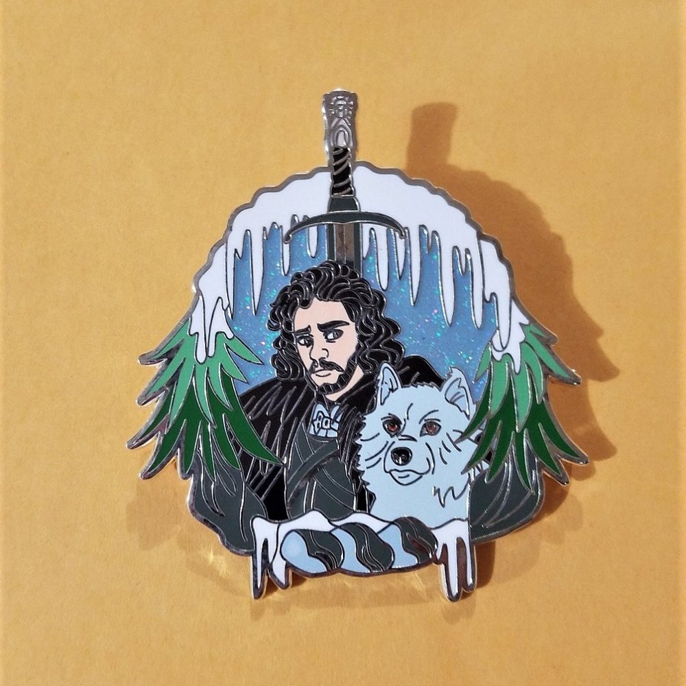 Jon Snow Enamel Pin - Ghost Game of Thrones Aegon Targaryen Kit Harrington